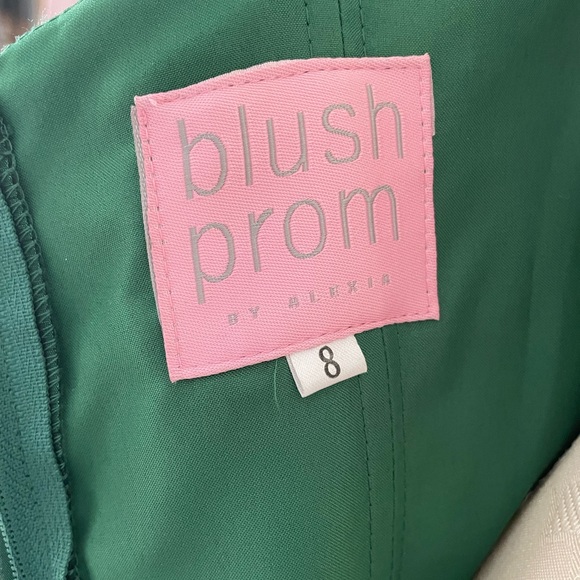 Green Formal Gown by BLUSH with Multi colored stones Size 8 WSL FREE SHIRT - Picture 8 of 11